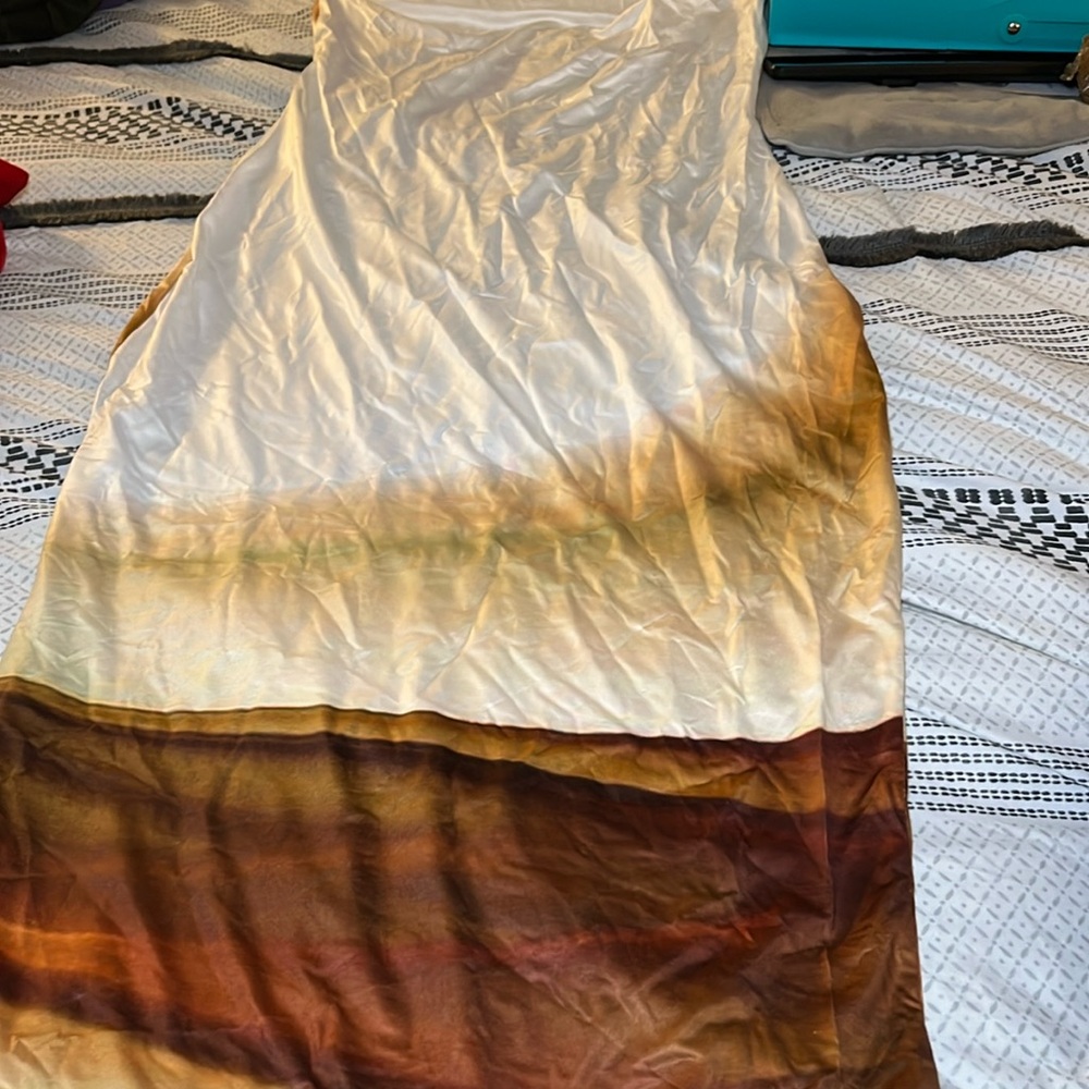 I’m selling: Women maxi halter dress the dress feels like a satin pillowcase.